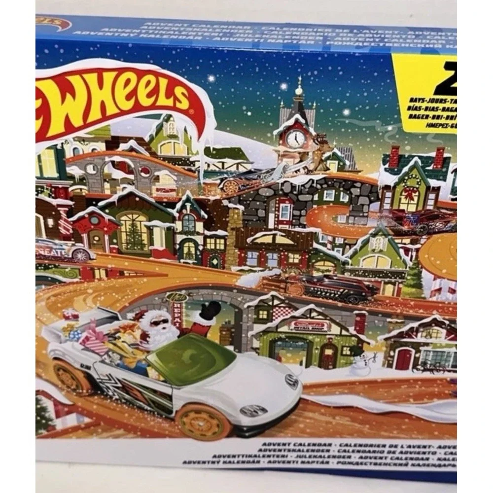 Hot Wheels Advent Calendar 2023 Holiday Set 8 Cars 16 Accessories Mattel HPX40